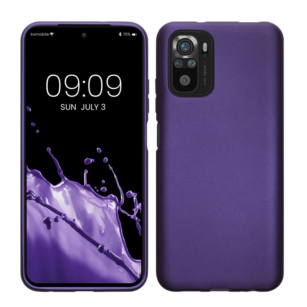 kwmobile Case kompatibel mit Xiaomi Redmi Note 10 / Note 10S Hülle - Schutzhülle aus Silikon metallisch schimmernd - Handyhülle Metallic Blauvio...