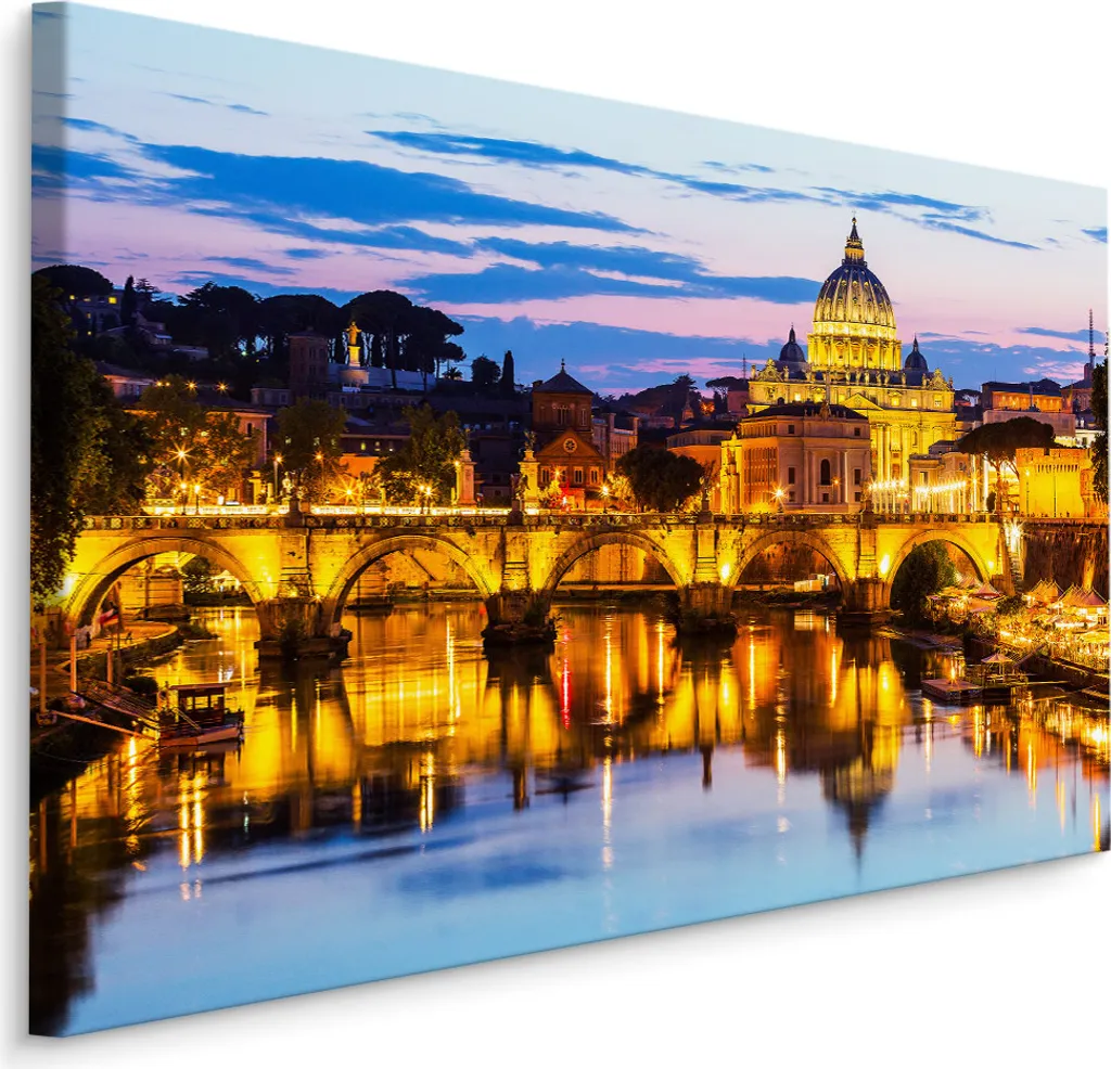 Carta da Parati Roma Ponte e Fiume 120x80 cm XXL - Stampa d'Arte su Tela