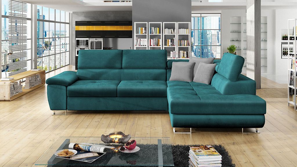 MIRJAN24 Ecksofa Cotere, Eckcouch, Schlaffunktion und Bettkasten, Wohnlandschaft (Magic Velvet 2221 + Magic Velvet 2221 + Magic Velvet 2240, Seite:...