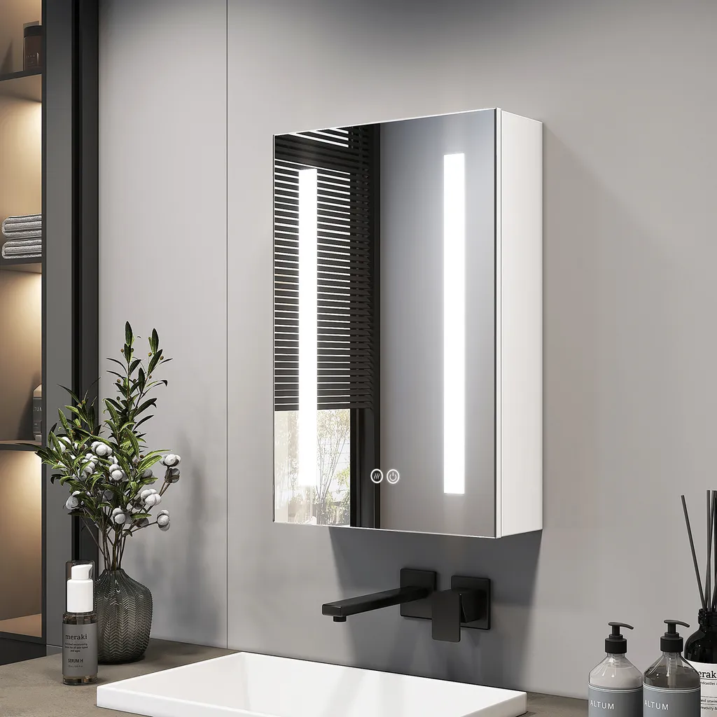 Armoire de toilette LED 40x60 cm EMKE avec antibuée et prise rasoir