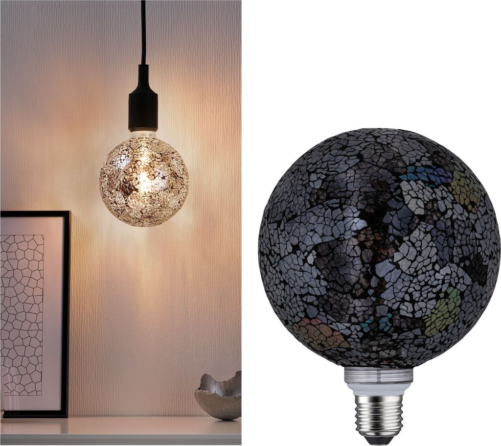 Lampadina a LED Globe G125 Miracle Mosaic nera 5W = 40W E27 Immagine del prodotto 