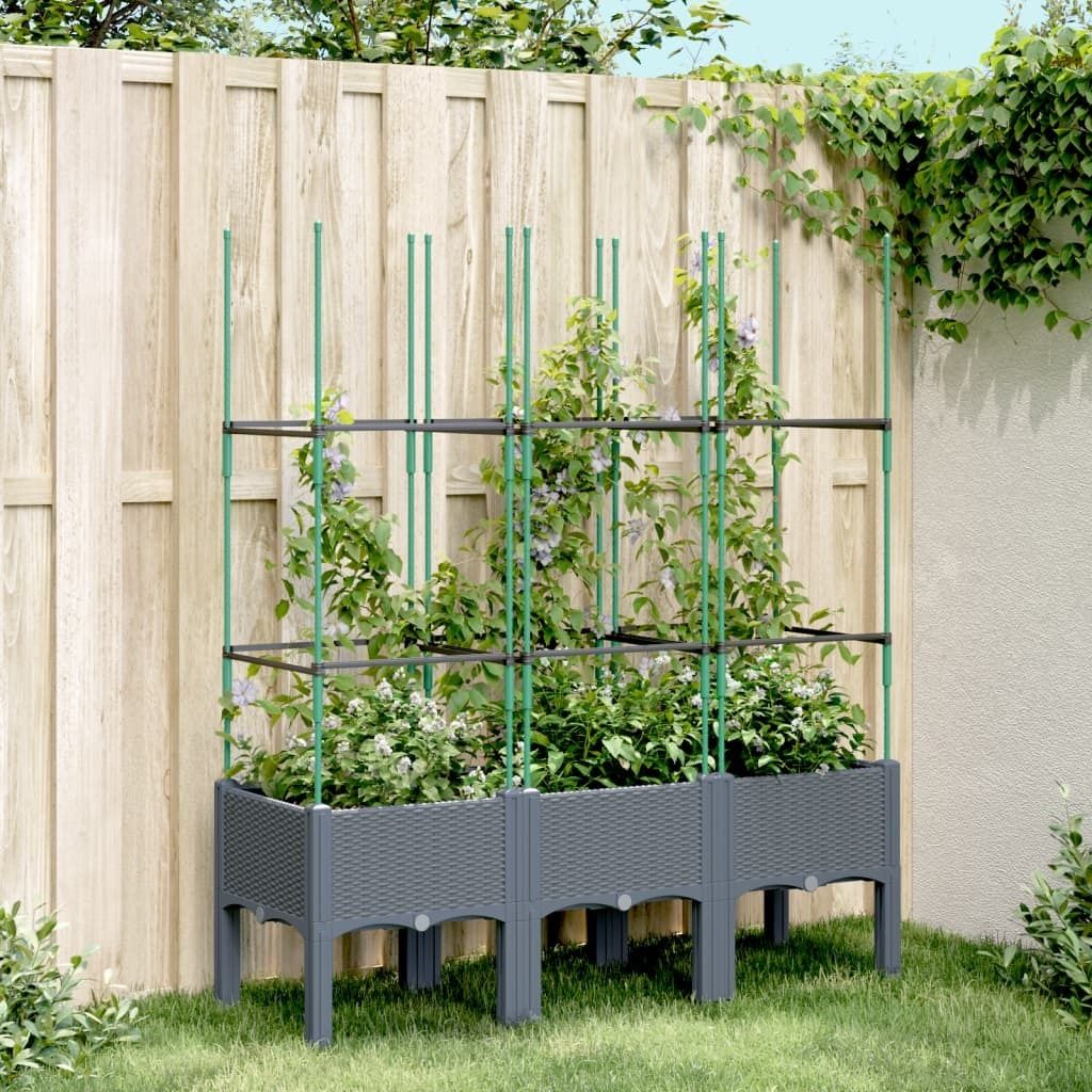 (Robust Möbel)Pflanztopf/Blumenkübel Moderne - Pflanzkübel - Blumentopf mit Rankgitter Blaugrau 120x40x142,5cm PP DE984383 - Beete