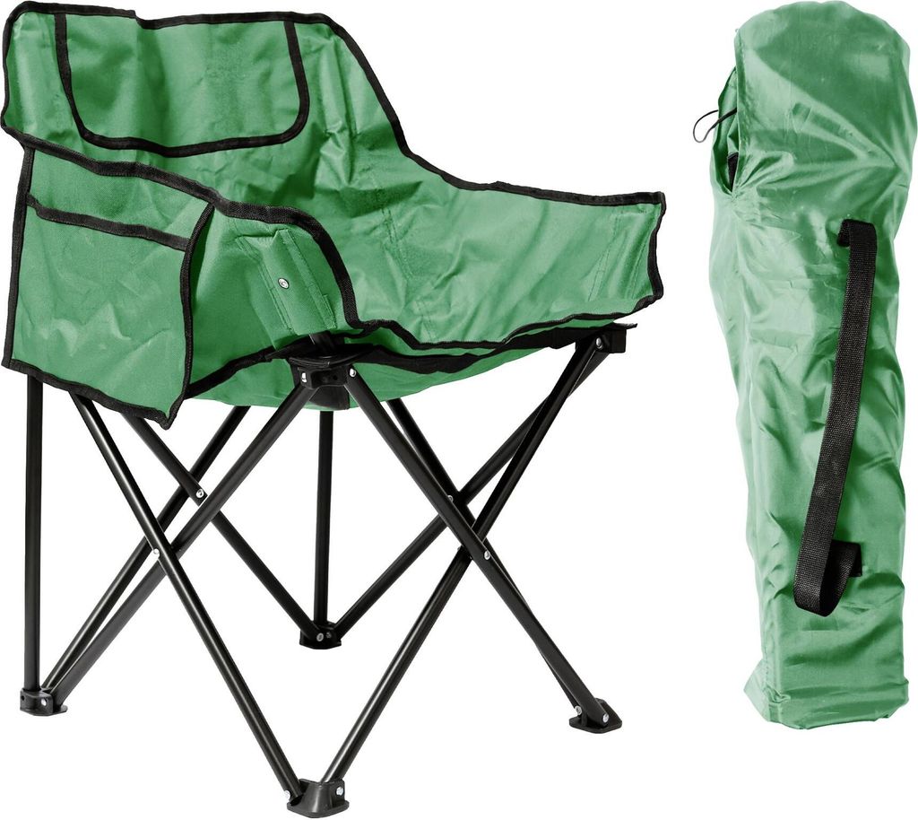 Hochwertiger klappbarer Campingstuhl mit Taschen und Tragetasche – Grün – von Harbor Housewares