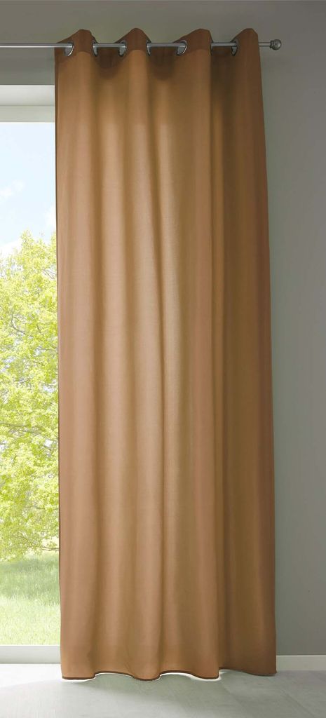 1er Set Vorhänge Schal Ösen »Berlin« HxB 175x140 cm Taupe Blickdicht Microsatin Lichtdurchlässig Uni Matt, 20405N