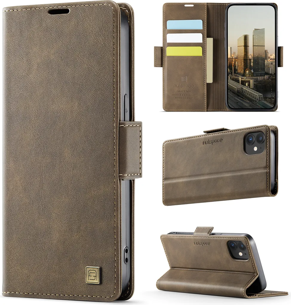 Custodia iPhone 12 / 12 Pro in Vera Pelle Marrone con Protezione RFID