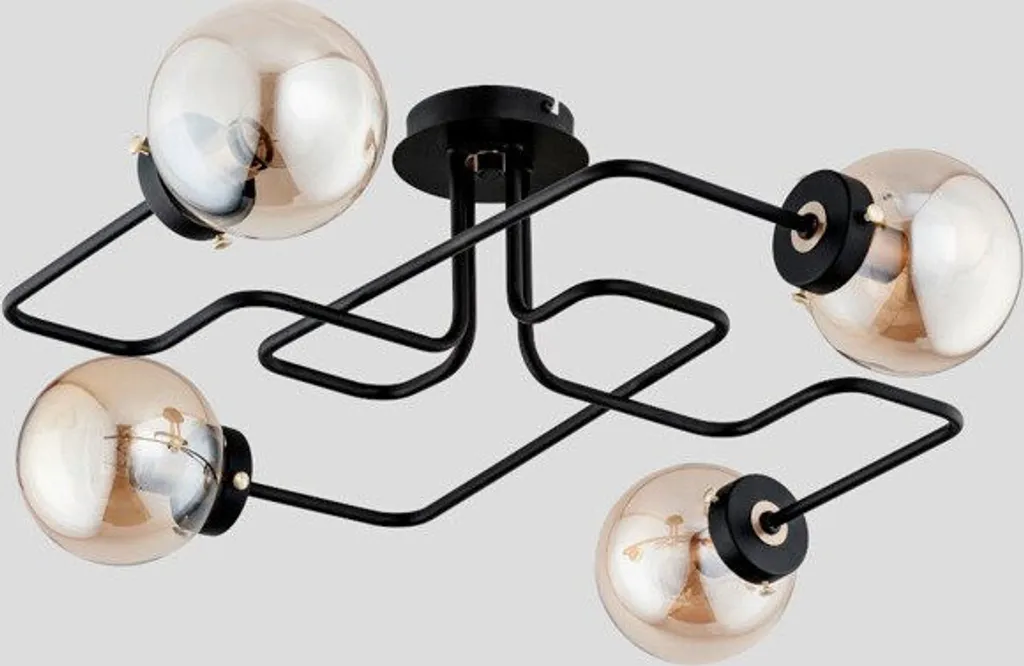 Suspension Noire 4 Lampes en Métal GRAP - Luminaire Carré 63 cm IP20