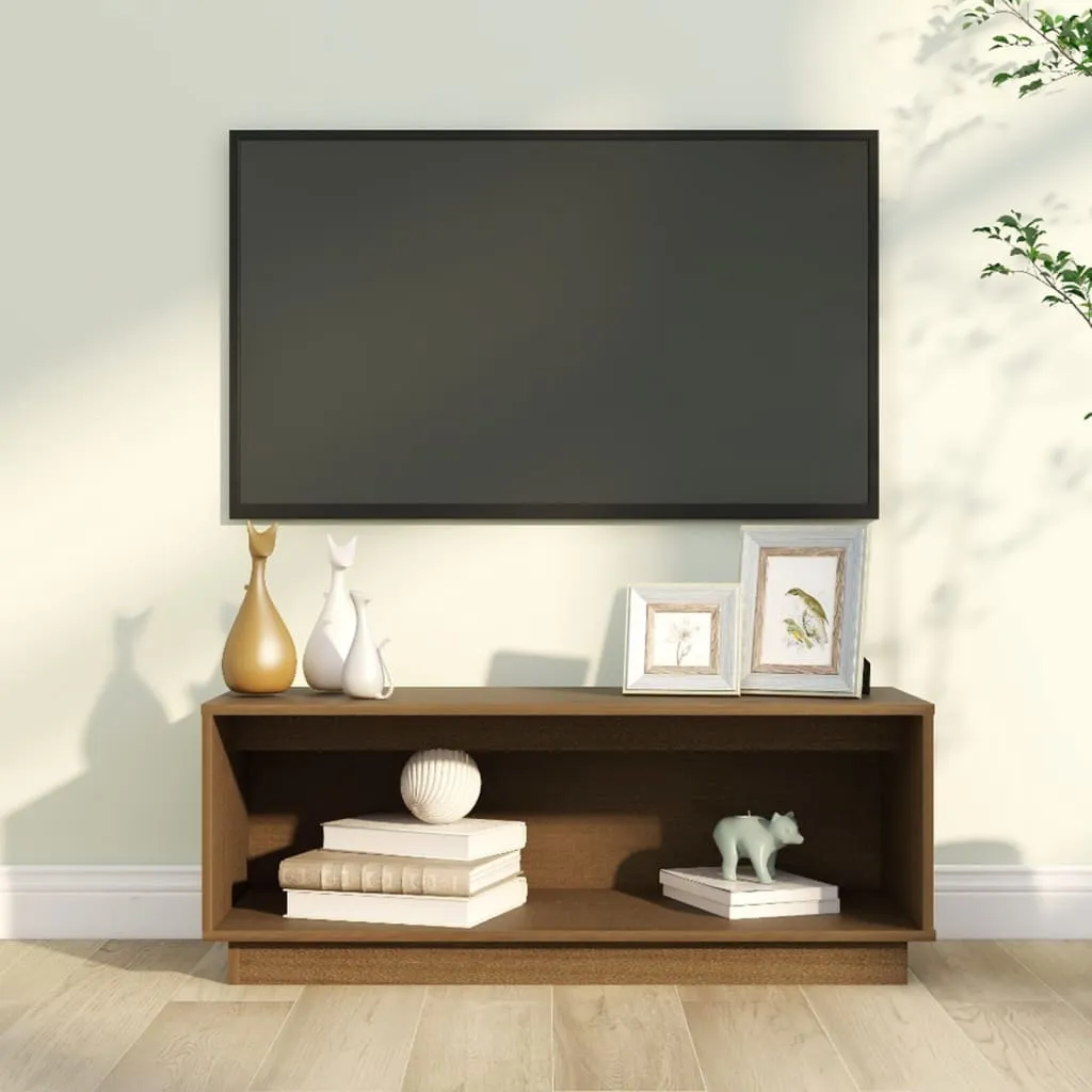 Maison Exclusive - Mobile TV marrone miele 90x35x35 cm in legno massello di pino