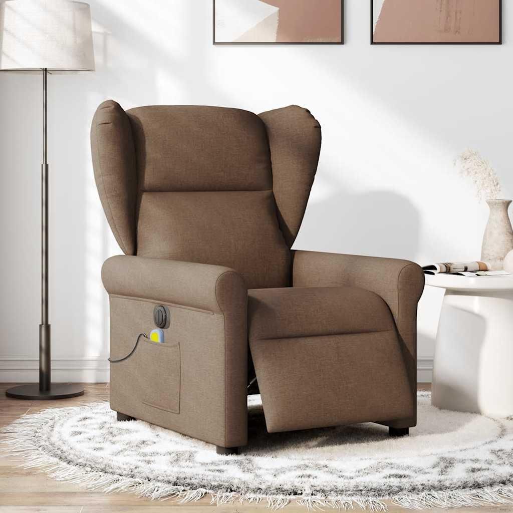 vidaXL Massagesessel Elektrisch Braun Stoff