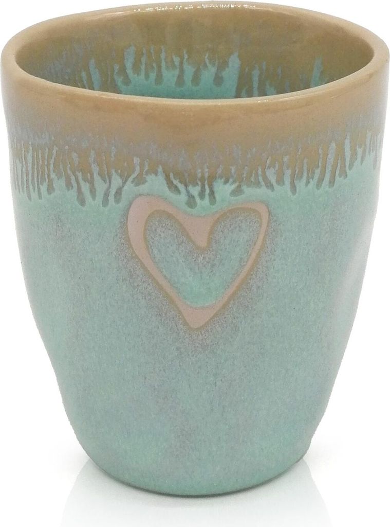 Stoneware Espressobecher "Herz" türkis Produktbild 