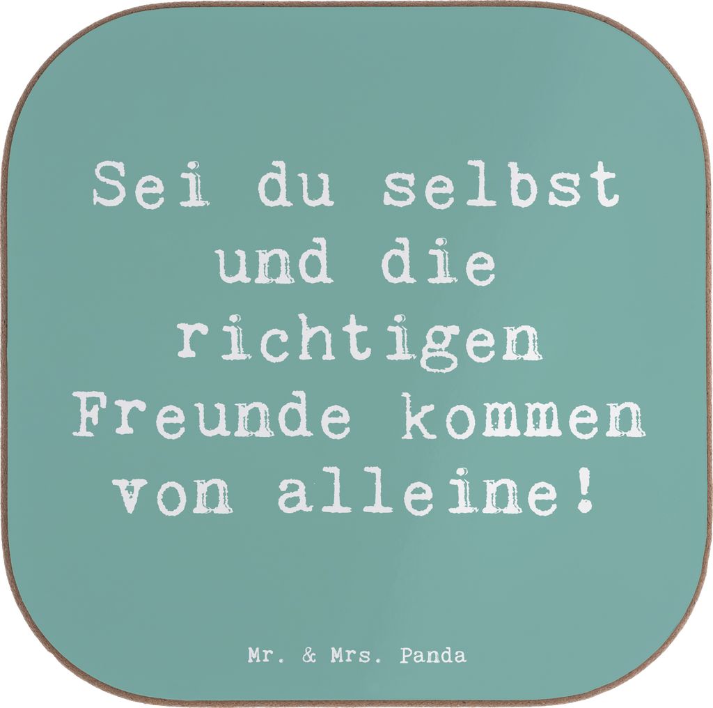 Mr. & Mrs. Panda Tischuntersetzer Spruch Neue Freunde finden - Meeresbrise - Geschenk, soziale Mutmacher, inspirierende Designs, Trost, Holzunterse...