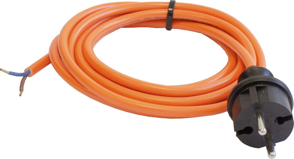 as-Schwabe PUR-Anschlusskabel 3m Konturenstecker & abgemantelt 2x1 Orange IP44