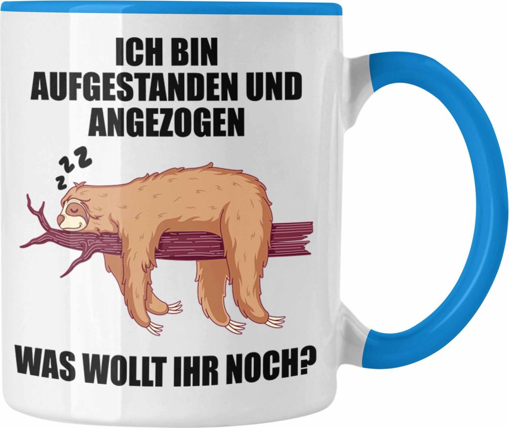 Trendation - Fauler Kollege Geschenk Arbeitskollege Lustige Tasse mit Sprüchen Kollegin (Blau)