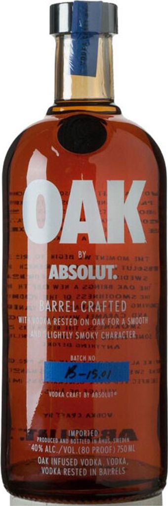 Absolut Vodka Oak Barrel Crafted Oak Infused Vodka 40% Vol. 1l