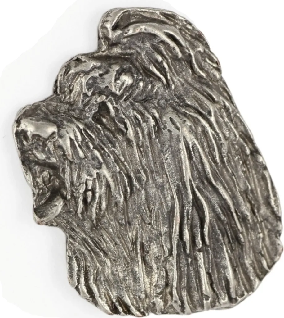 Broche Chien Bobtail Art-Dog en Argent, Bijou de Revers pour Veste Chic