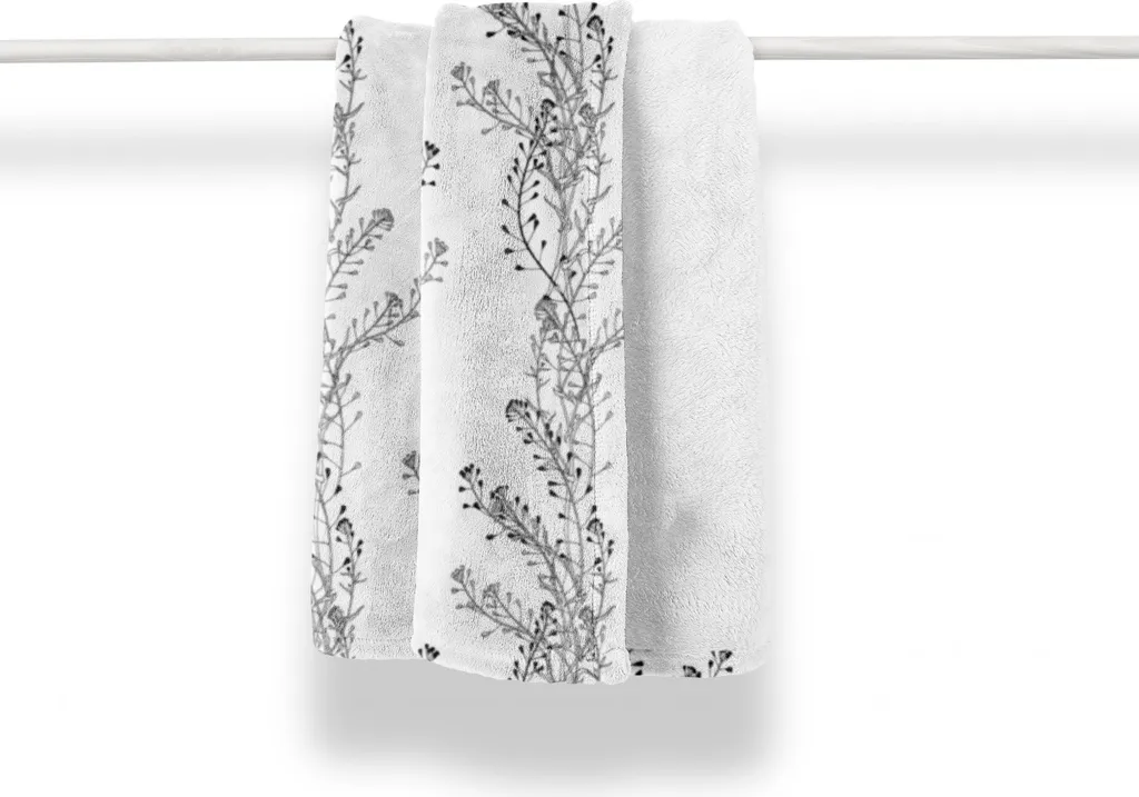 Coperta Soffice Abakuhaus Botanica - Regalo di Calore Grigio Bianco