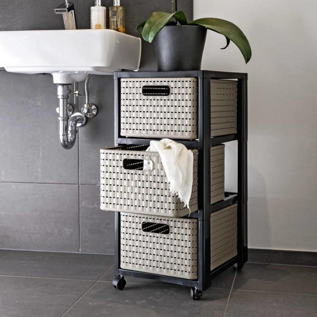 Organizzatore Rotho Country Cappuccino | Design Rattan per Bagno e Casa - 9