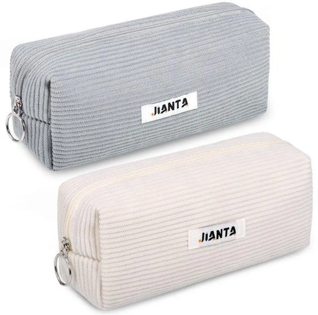 Trousse en velours côtelé beige pour filles idéal pour école et bureau