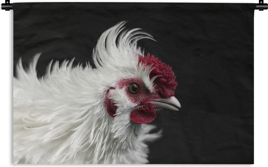 MuchoWow Wandteppich Wandbehang Huhn - Vogel - Schwarz 60x40 cm Tapisserie Dekoration Wandtuch - Wanddekorationen