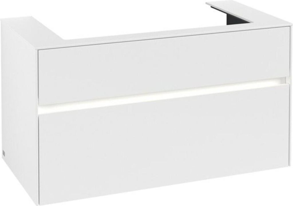 Villeroy & Boch Collaro Waschbeckenunterschrank, Waschbecken mittig, Wandmontage, 2 Auszüge, mit Beleuchtug, 1000x548x500mm, C020B0MS