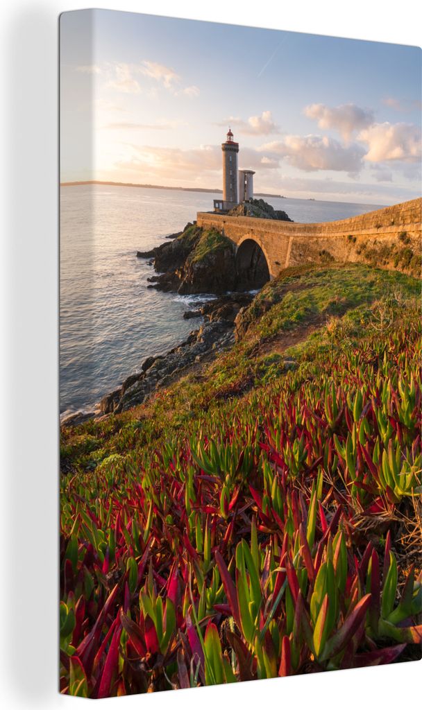 OneMillionCanvasses - Leinwandbilder - 90x140 cm, Leuchtturm an der bretonischen Küste, Wandbilder Kunstdruck Wanddekoration - Wandschmucke - Sc...