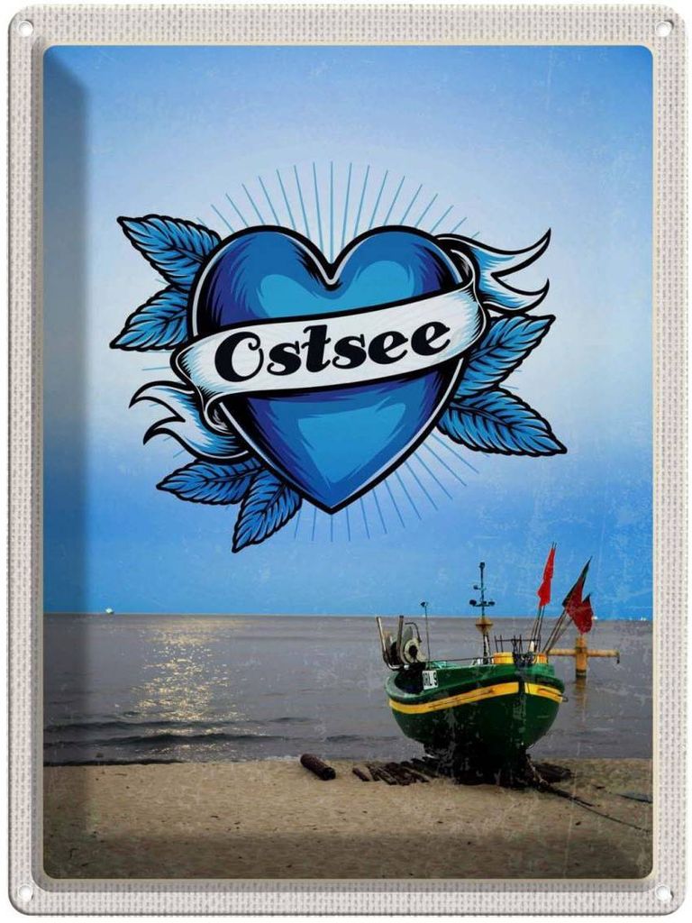 vianmo Blechschild 40x30 cm Ostsee Meer Urlaub Boot Flagge Bootstour Bildmotiv Reisemotiv Abenteuer Reisen Europa