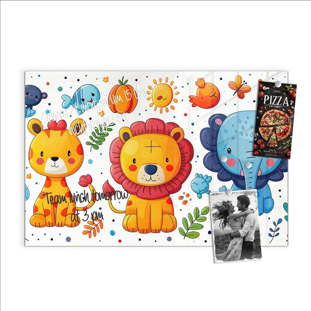 Magnettafel 60x40cm Pinnwand Whiteboard beschreibbar - Tierisches Design