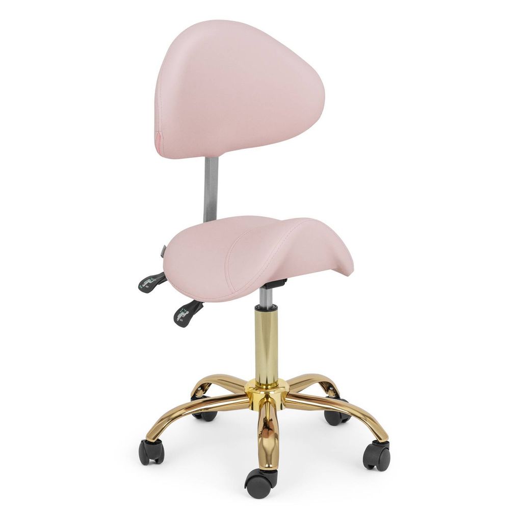 Expondo physa Sattelstuhl - 51 - 65 cm - 150 kg - Zartrosa/Golden