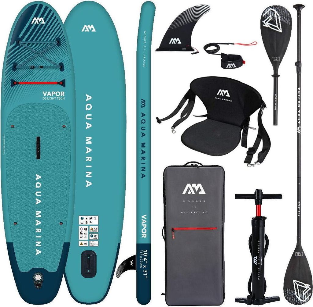 AQUA MARINA VAPOR 10.4 SUP Board Set aufblasbar Stand Up Paddle Kajakpaddel Sitz