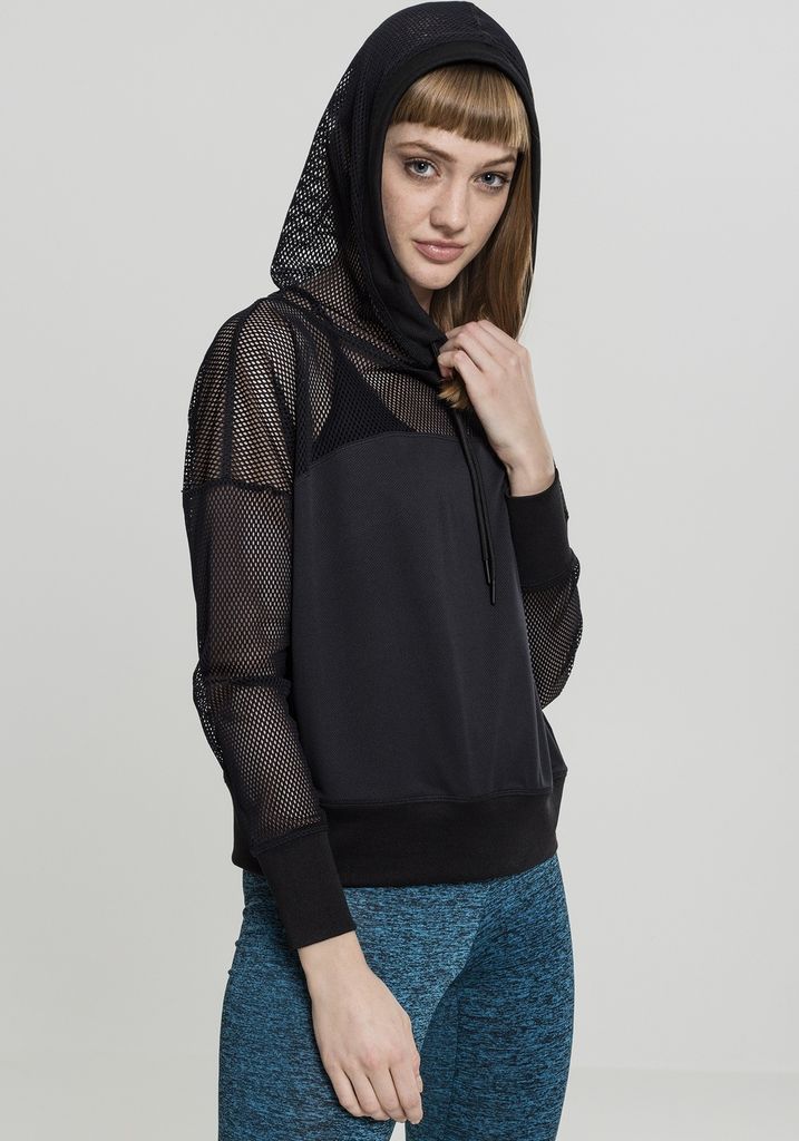 Urban Classics Ladies Mesh Hoody nero - L Immagine del prodotto 