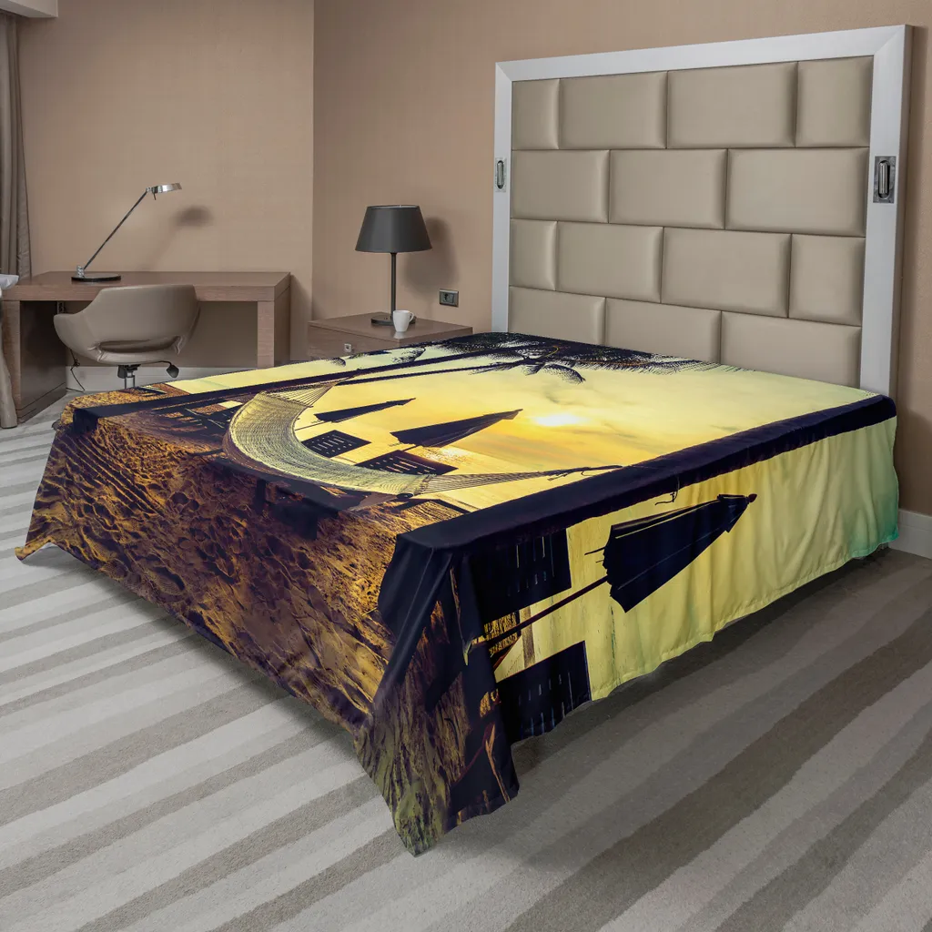 Drap de lit anti-plis et facile d'entretien - Motif Plage 260 x 228 cm