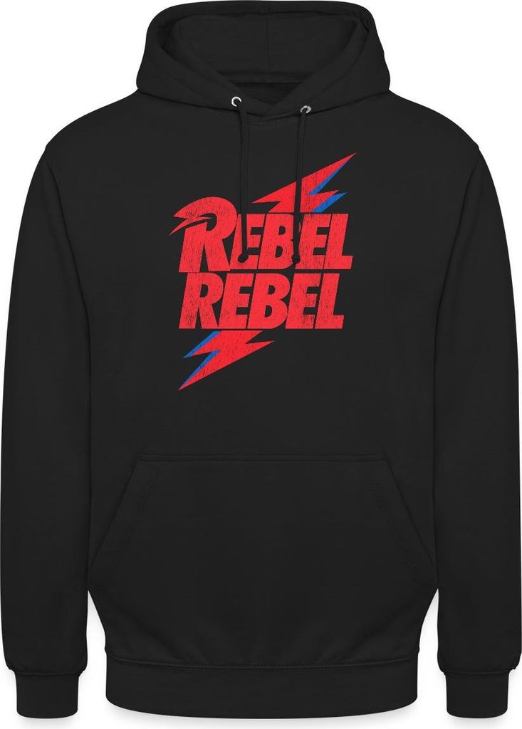 Spreadshirt David Bowie Rebel Rebel Mit Blitz Uni Hoodie, S, Schwarz