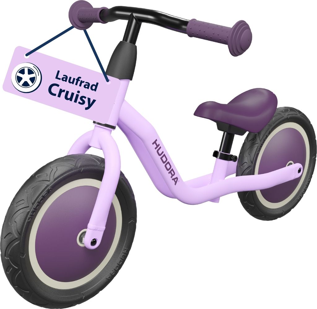 HUDORA Laufrad Cruisy ab 15 Monaten - lavender - Leichtes Lauflernrad mit Verstellbarer Sattelhöhe - Laufrad für Kinder von 78-100cm