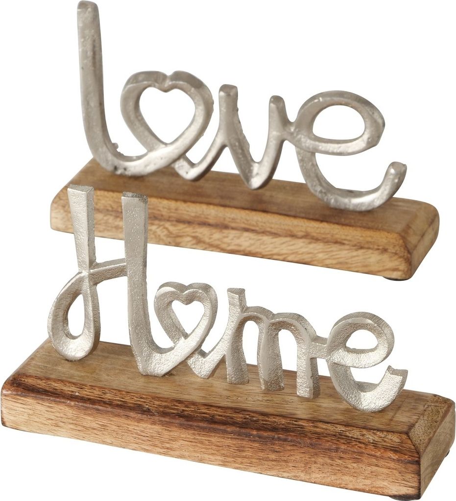 Schriftzug Buchstabe Rechteck Aluminium Love Home Set