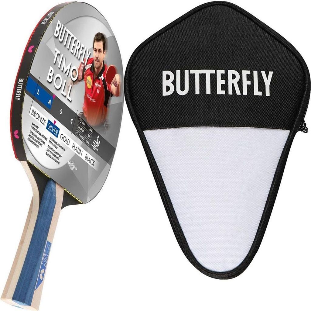 Butterfly 1x Timo Boll Silber 85016 Tischtennisschläger + Tischtennishülle | Tischtennisset Tischtennis Set TT Tabletennis