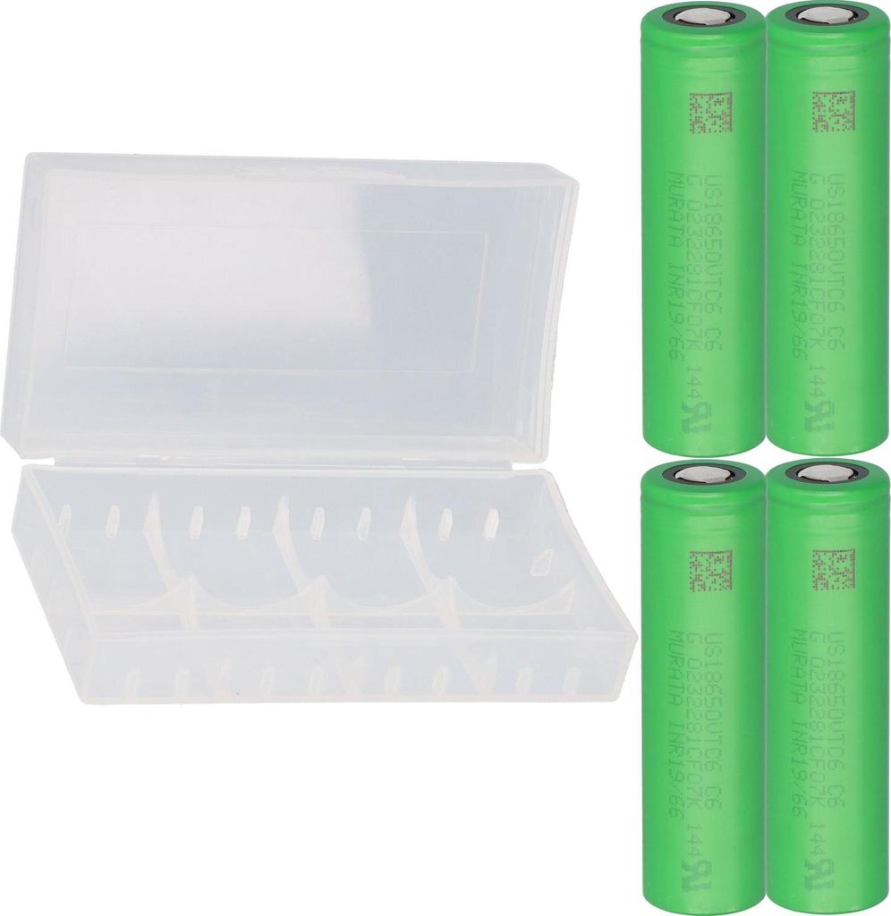 4x Murata Akku US 18650 VTC6 3120mAh 30A Batterie + Boxen