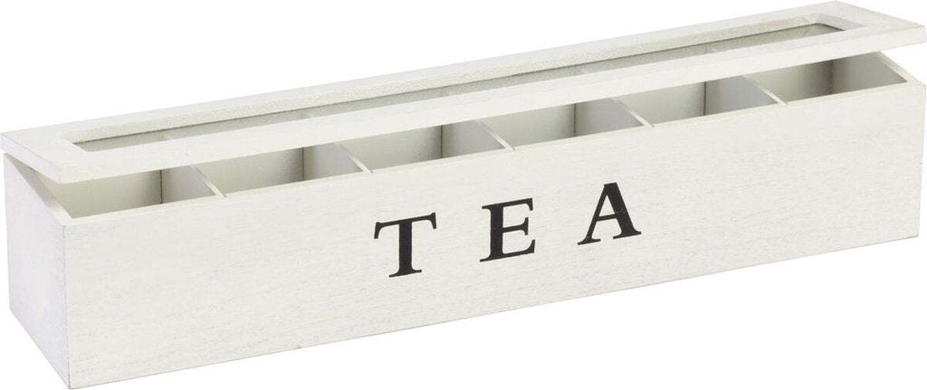 Svenska Living Teedose - weis - Bambus - Glasdeckel