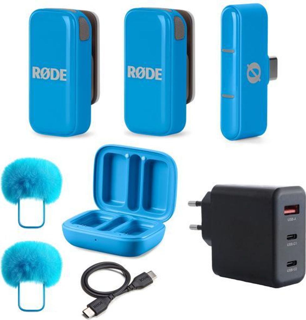 Rode Wireless Micro Drahtloses Mikrofon-System USB-C Blau mit Netzteil