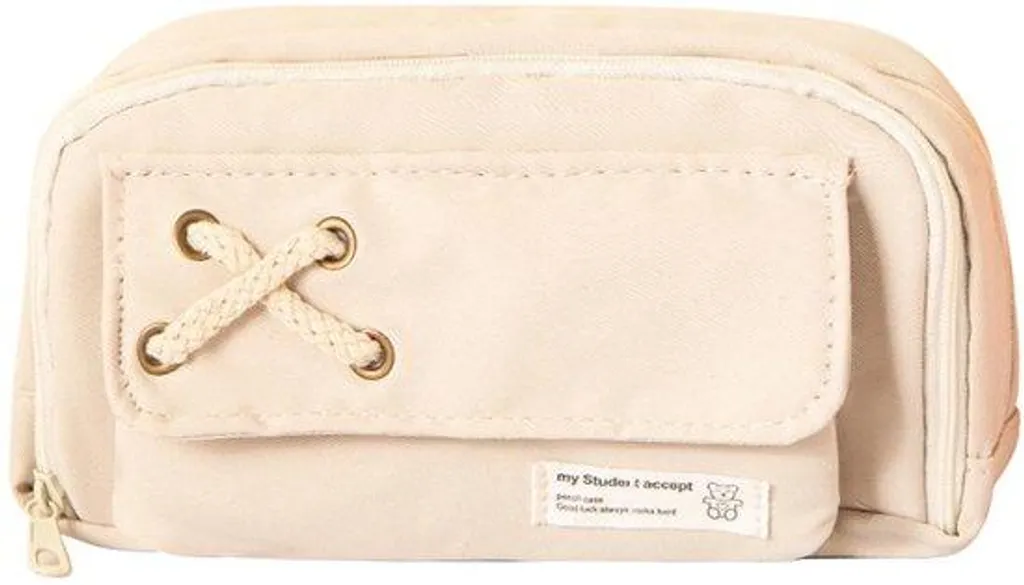 Grande trousse d'école à triple compartiment blanche multi-usage
