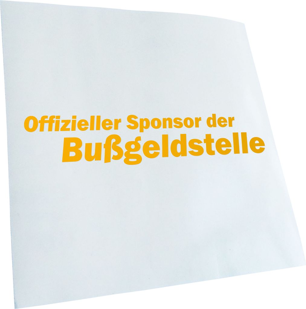 Kiwistar - Autoaufkleber - gelb - 60 x 12 cm - Sponsor der Bußgeldstelle - Heckscheibenaufkleber - Aufkleber für Auto Kfz Fahrrad, LKW, Truck Mofa