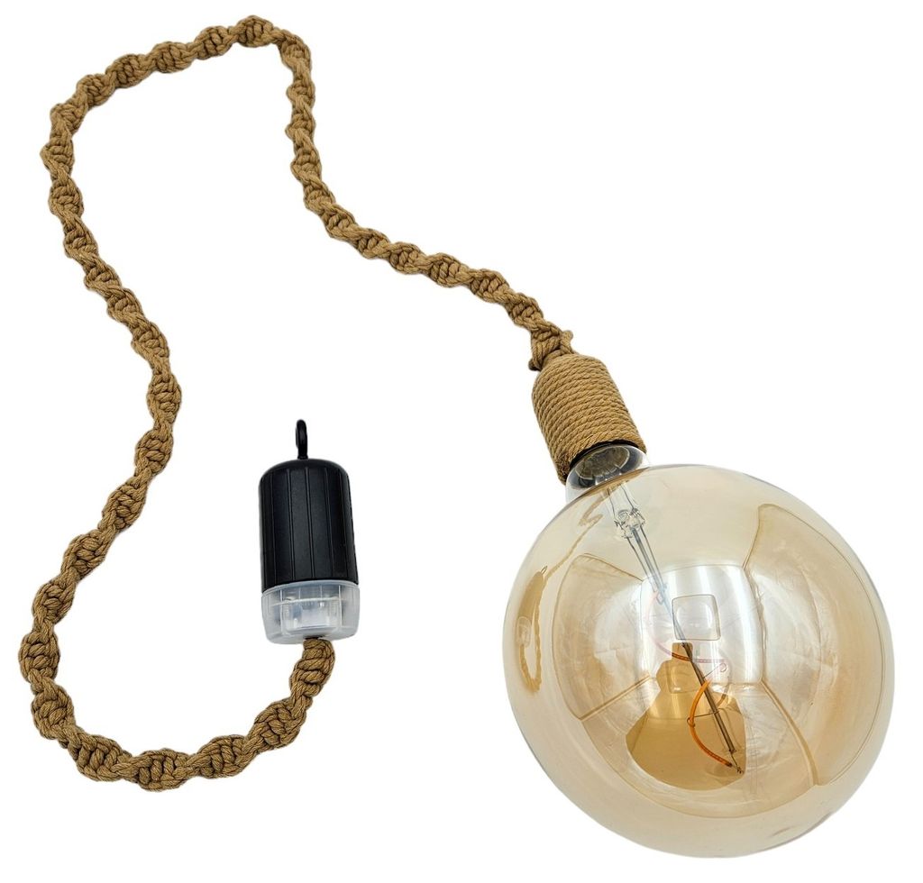 Hängelampe LED Braun Seil Macrame Hängeleuchte Timer Produktbild 