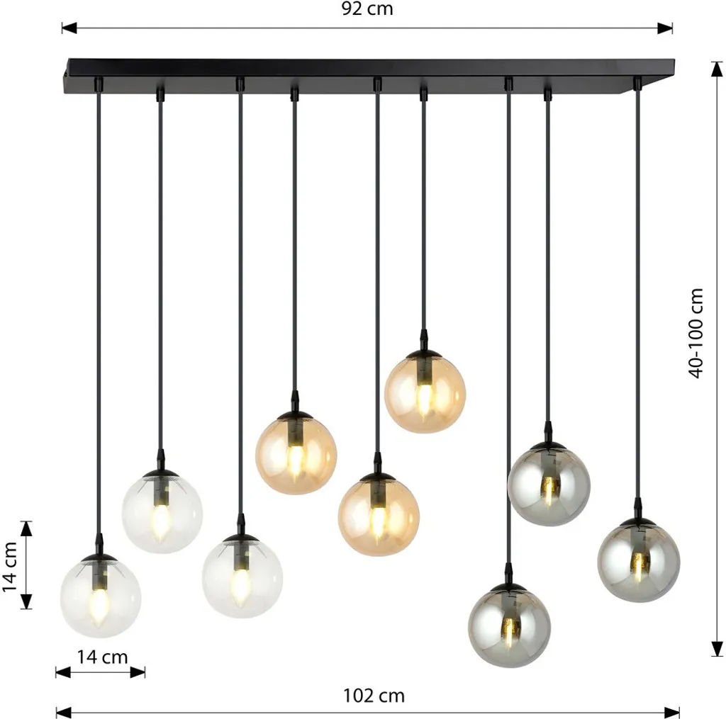 Suspension Plafonnier Multi-bras Cosmo 9 Noir et Or pour Salon - 6