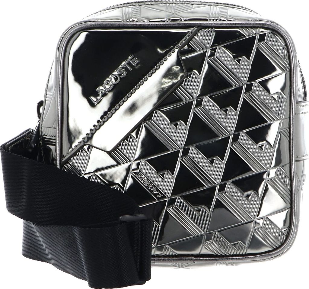 LACOSTE Abendtasche Umhängetasche The Blend Square Crossover Bag Silver Black silberfarben