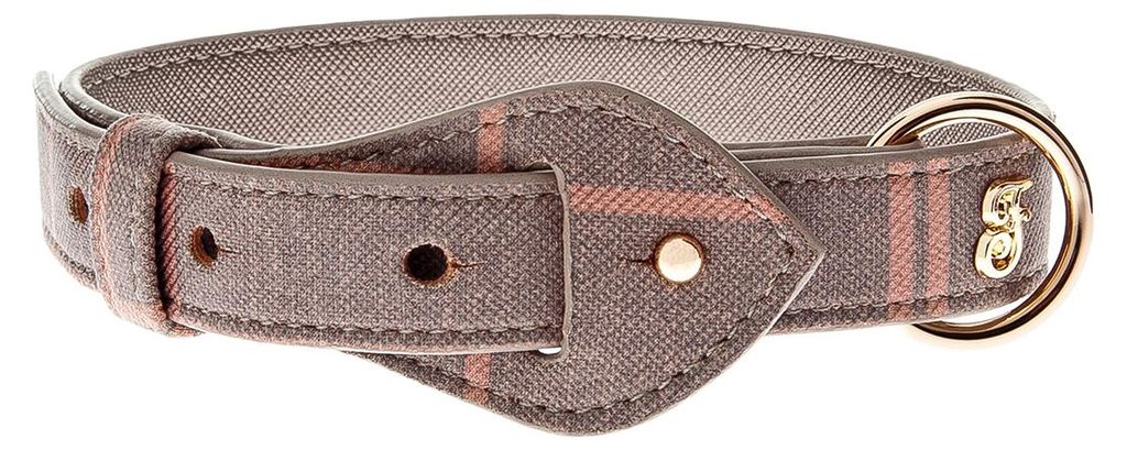 FERRIBIELLA Verstellbares Hundehalsband Sicherer Komfort - Rosa und Grau / 90cm