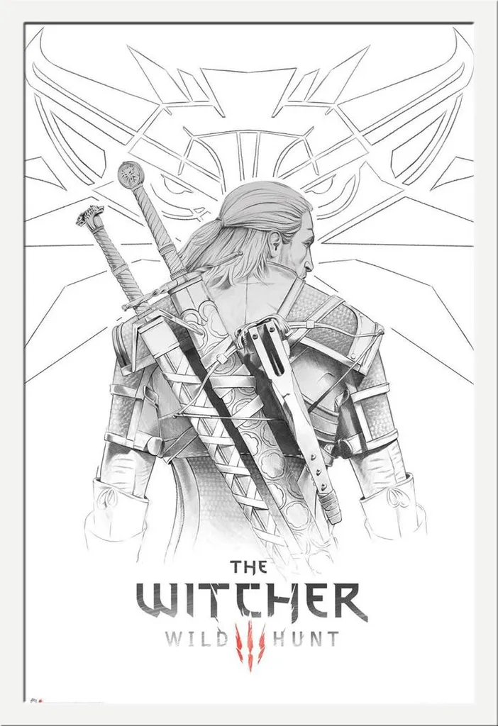 Affiche The Witcher encadrée sous vitre acrylique et cadre Shinsuke