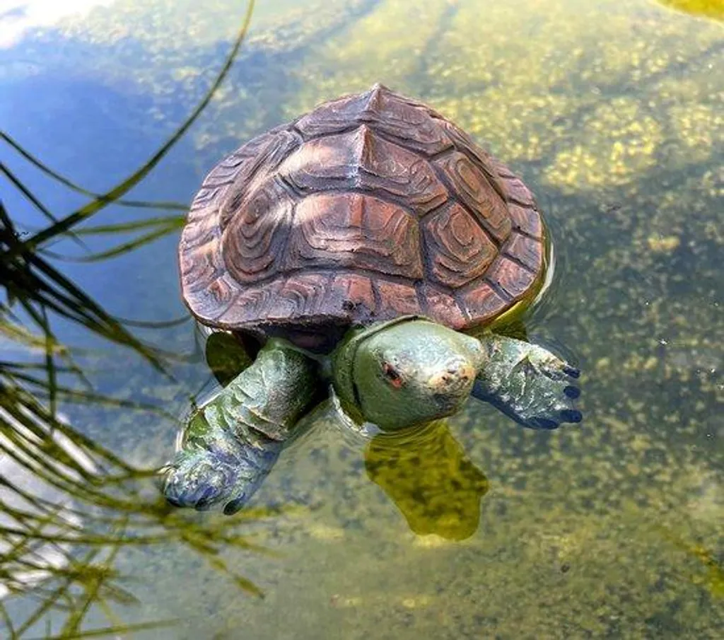 Décoration de bassin : tortue miniature en résine pour jardin d'eau
