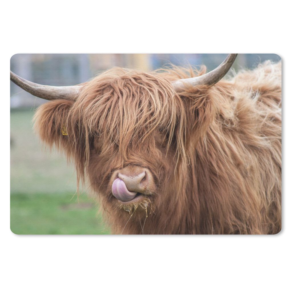MuchoWow Mauspad Mousepad Schottischer Highlander - Tier - Zunge 27x18 cm - Mousepads - Maus Mat - Pad - Mausunterlage - Büroartikel - Desk Matten