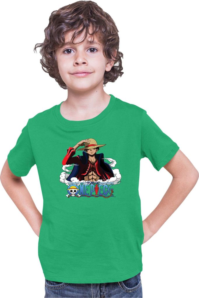 Kinder T-Shirt Japan Anime Manga One Manga Piece Anime Luffy 06 Cool Luffy, 3-4 Jahr - 104 / Grün