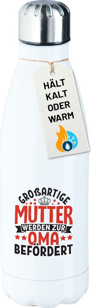 Huuraa Trinkflasche Großartige Mütter werden zur Oma befördert 500ml White Edelstahl Wasserflasche Trinkflasche Geschenkidee
