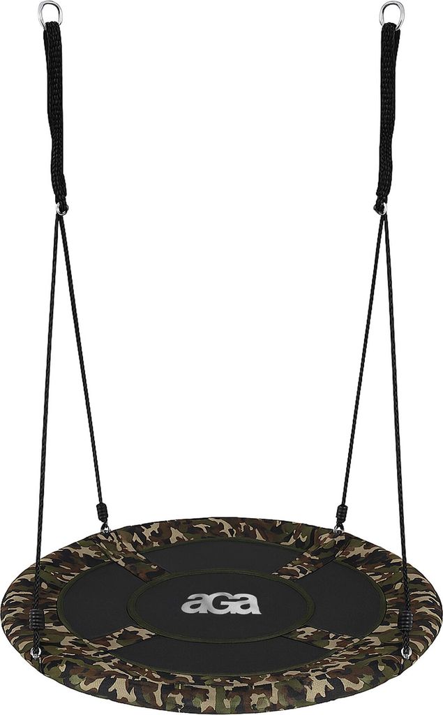 Aga Nestschaukel 90 cm, Rundschaukel, Schaukel verstellbar Garten-Schaukel 150 Kg belastbar, Kinderschaukel Tellerschaukel Hängeschaukel, Camouflage