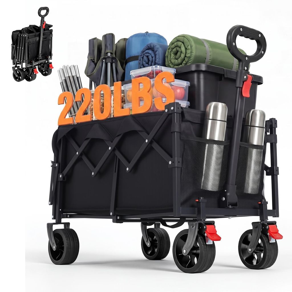 HAUSPROFI 100L Bollerwagen faltbar offroad schwarz, Produktbild 